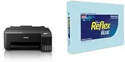 [Epson] EcoTank ET-1810 Wireless Single-Function Printer, Black, C11CJ71506 and Reflex Australian Made Coloured Paper Reflex Blue Coloured Office Copy Paper, A3, 80g, 500 Sheets, Blue