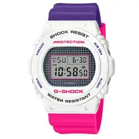 在飛比找蝦皮商城優惠-【CASIO】G-SHOCK 復古格紋圓框撞色電子錶-白X桃