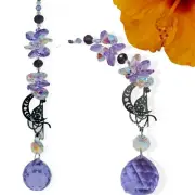 Purple Cat Moon Suncatcher, handmade crystal suncatchers. Australian Made