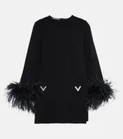 [Valentino] Valentino Feather-trimmed blouse AU 8 black
