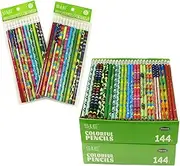 S & E TEACHER'S EDITION Assorted Colorful Pencils, Wooden Pencil with Eraser, Pencil Assortment, Novelty Kids Pencils，Awards & Incentives Pencils, 2 HB, 12 Assorted Colors 288 pcs.