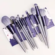 Makeup Brush Set 10 Pcs Premium Synthetic Foundation Powder Concealers Eye shadows Blush Purple Makeup Brushes with Storage Bag
