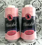 NEW 2 Pink maxi-lock 3000Yd spools 100% polyester overlock sewing thread TEX 27