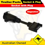 7 Pin Trailer Plug Large Round Female Socket to Flat Male - 7LRF - 7FM - FXE66