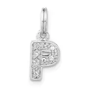 Sterling Silver Polished Cz Initial P Charm