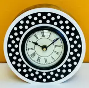 MacKenzie-Childs 44107-011 Dotty Round Desk Clock, 6" Diameter, Hand Made. New!