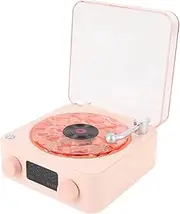 Record Player Speaker, 3 Dynamic Lighting Modes Elegant Ambient 360° Surround Sound Record Model Player Speaker for Office (Rose Pink)