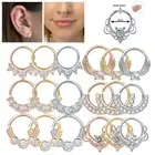 Daith Septum Piercing Nose Ear Ring 8mm Hoop Surgical Steel Silver Crystal Gem