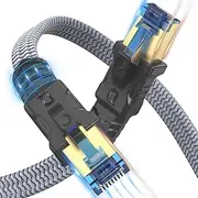 Cat 8 Ethernet Cable 100 ft, Fastest Cat8 Internet Network Cable High Speed 2000Mhz 40Gbps S/FTP RJ45 Cables for Gaming/PS4/5/Modem/Router, Braided Heavy Duty LAN Cable Shielded in Wall/Indoor&Outdoor