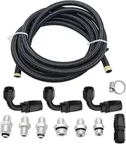 NLQR Universal Power Steering Pump Hose Kit: Black Rubber, 3/8 Inch, 5 Feet, Kit, Hose Kit, Hardware Components, 1 Kit, LS Swap LS1 LS3 Pressure Return Line, Easy Installation, Improved Functionality