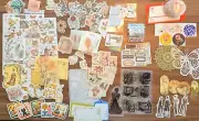 100+ Lot Mixed Junk Journal - Stickers - Tags - Ephemera - Vintage Images - Cats
