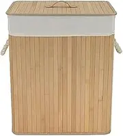 Large Laundry Handles laundry Basket, Cotton Rope Laundry Hamper, Storage Basket Bamboo Woven Basket Dirty Clothes Hamper Organizer Rectangle & Round (Rectangle)