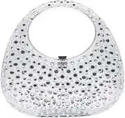 [Generic] Clear Acrylic Clutch Purse Sparkle Rhinestone Evening Bag Acrylic Top-handle Handbag for Party Banquet