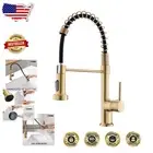 Luxury Brushed Gold Kitchen Faucet with Pull-Down Sprayer for Modern Homes