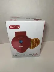 Red DASH 4 In Non Stick Mini Heart Waffle Maker Cooking Baking 350 Watt machine