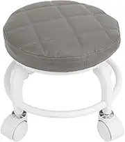 Low Roller Seat, PU Leather Universal Wheel Rolling Stool 360Degree Swivel Small with Universal Caster Wheels Foot Stool for Home Office Fitness Sport Garage Shop (Grey)