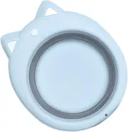 HOMSFOU 1pc Pp Material Portable Cat Shape Wash Basin Drain Folding Tub for Baby Travel Multifunctional Sky