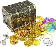 Pirate Treasure Chest Toys Kids Storage Pirate Treasure Chest Adventurous Treasure Box with Lock Toy Treasure Chest Box for Kids Boys for Props Party Favors Decoration
