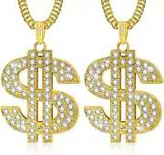2 Pcs Gold Money Chain Necklaces Cuban Link Bracelet Set, 80S 90S Costume Jewelr