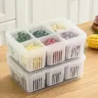 Vegetable Onion Clear Storage Box 6 Grids Fridge Organizer Drain Basket