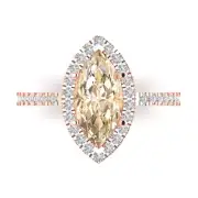 2.3ct Marquise Halo Natural Morganite Promise Bridal Wedding Ring 14k Rose Gold