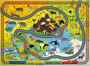 KC Cubs Playtime Collection Animal Safari Road Map Learning and Game Area Carpet