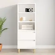 Highboard White, 40x36x110 cm, Engineered Wood Storage Cabinet with Shelves, Buffet for Hallway and Living Room