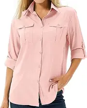 [Asfixiado] Women's Shirt UPF 50+ UV Shirt Sun Protection Safari Clothing Hiking Blouse Women's Long Sleeve Breathable Outdoor Cool Quick Dry Sports Tops