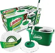 Libman Tornado Spin Mop System - Mop and Bucket with Wringer Set for Floor Cleaning - 2 Total Mop Heads Included, Green
