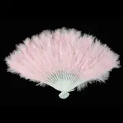 Baby Pink Feather Fan Folding Hand Costume Wedding Showgirl Dance Fancy Party Craft Decor