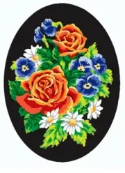 "Flowers" Printed Needlepoint Tapestry Canvas 7018