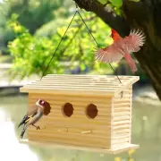 Outdoor Bird House Wooden Bird House with 3 Ventilated Holes Providing Enough...