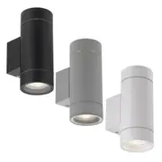 Kman Cylinder Outdoor LED Up/Down Wall Light in Black, Silver or White