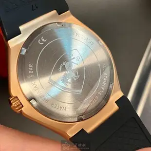 FERRARI手錶, 男錶 44mm 玫瑰金八角形精鋼錶殼 黑色時分秒中三針顯示, 運動錶面款 FE00038