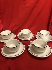 5 Sets Apilco Cordon Bleu Demi Tasse Cup & Saucer France