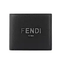 在飛比找誠品線上優惠-【FENDI 芬迪】金屬Logo 紋理皮革對開8卡短夾(黑色