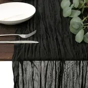 Table Runner Boho Gauze Cloth Wedding Table Runner Wedding Table Decor - Black