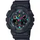 CASIO G-SHOCK 霧黑螢光防磁雙顯計時錶/GA-100MF-1A