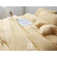 在飛比找蝦皮購物優惠-Jollic♡ 黃色床包 經典小格子床包 100%純棉水洗棉