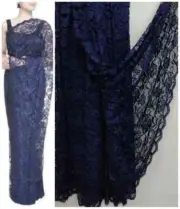 Navy Blue Saree Blouse Indian Ethnic Designer Bollywood Style Lace Net Petticoat