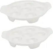 AUTSUPPL 2Pcs Snail Baking Dish Practical Barbecue Pan for Shellfish Cooking White Escargot Tray Easy to Clean Material for Home Restaurant Use