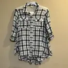 RYU Plaid Button Up Tie Waist Tunic Shirt Belt Lace Size Medium NWT