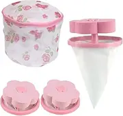 Round Pink Washing Machine Floating Lint- 3Pcs Reusable Washing Machine Filter Mesh Bag Hair Filter Net Pouch Good Laundry Helper.