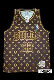 CHICAGO BULLS BROWN AND GOLD MICHAEL JORDAN 23 JERSEY SIZE 4XL