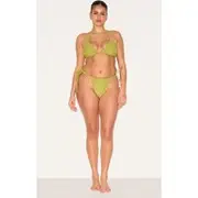 Plus Olive Basic Tanga Tie Side Bikini Bottom, Olive