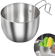 Stainless Steel Kitchen Strainer Bowl with Handle, Draining Colander for Vegetables and Pasta