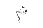 Deskmount Microphone Stand With Rotating Phone Holder & Pop-Filter MDS-28