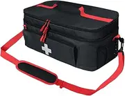 Abbraccia First Aid Bag Drug Carry Case with Handles Double Layer Mini Medicine Storage Bag Medication Organizer Pouch for Hiking Gym
