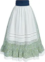 [NSPSTT] Women Pioneer Colonial Skirt Girls Peasant Prairie Skirt Civil War Trek Floral Costume
