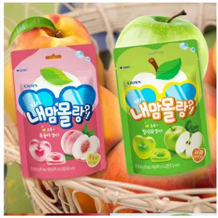 韓國 CROWN 心型軟糖(50g) 水蜜桃風味／青蘋果風味 款式可選【小三美日】 DS016967